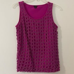 Ann Taylor Lace / Crochet Pattern Magenta Top - Size XS